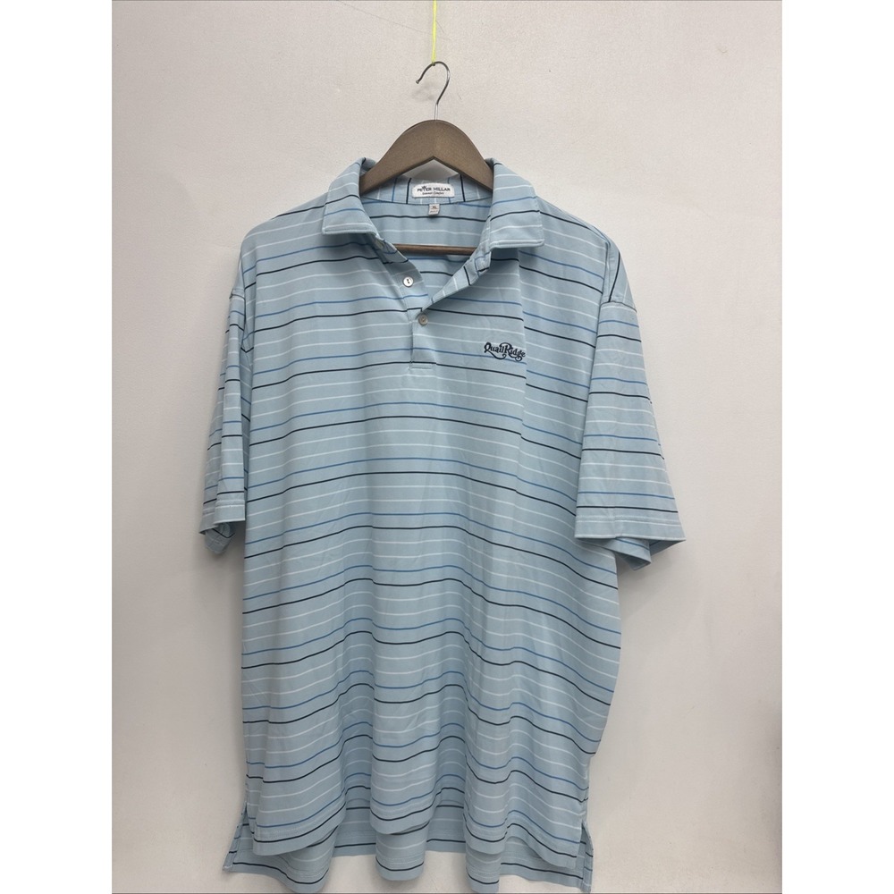 Peter Millar Summer Comfort LT Blue Stripped XL. Quail Ridge Embroidered